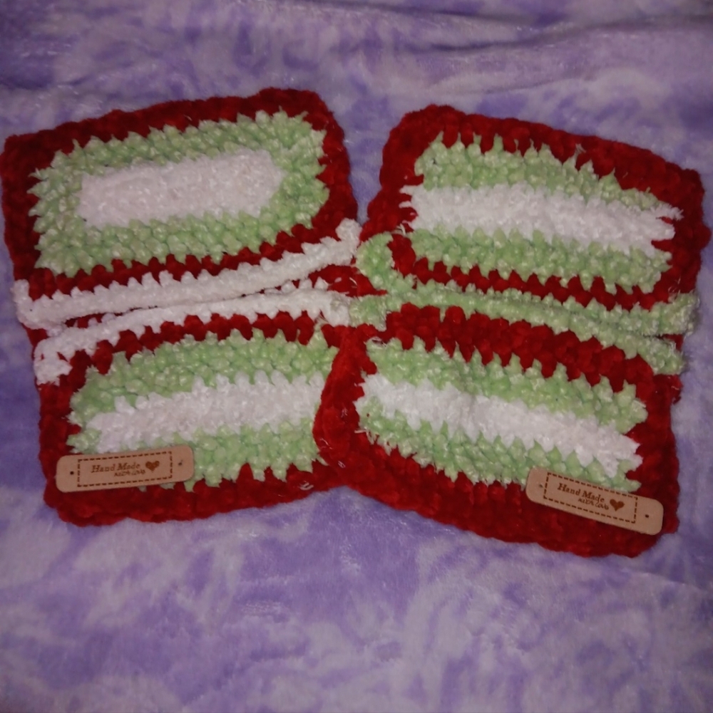 Handmade Red and Green Oven Mitts